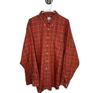 BROOKS BROTHERS 346 XL Orange Plaid Non-Iron Cotton Long-Sleeve Button-Up Shirt